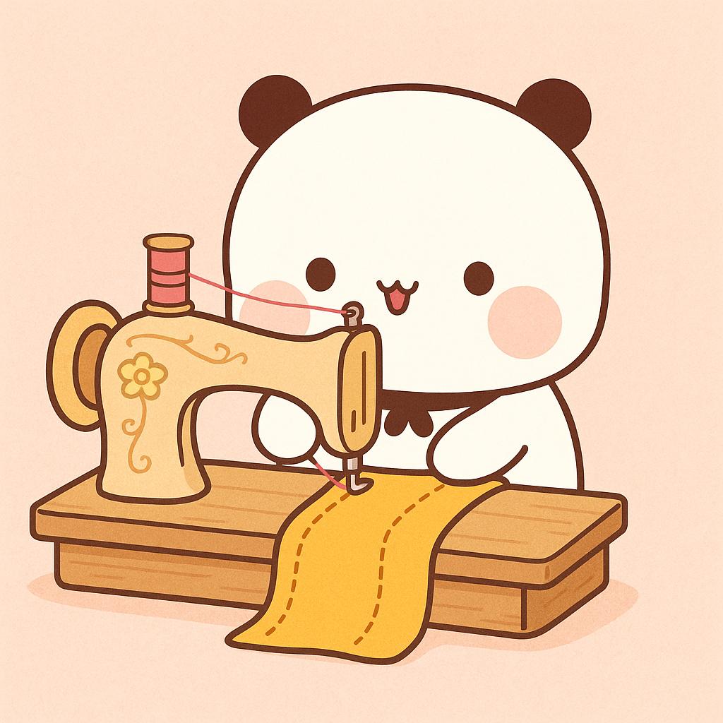 Бубу занимается шитьем